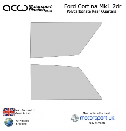 Ford Cortina Mk1 2dr - Polycarbonate Rear Quarter Windows (pair)